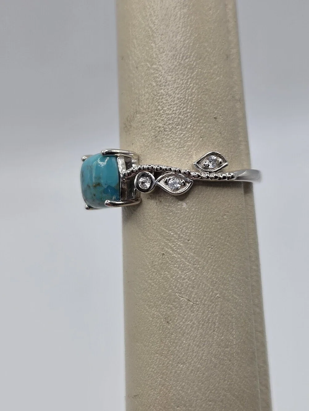 925 Sterling Silver Turquoise Ring Size 7 Blue Statement Boho New Jewelry